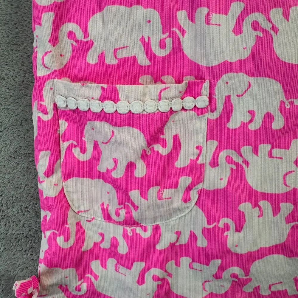 Lilly Pulitzer Dress Girls 8 Pink Tusk in Sun Elephant Lace Shift Hem Bow Preppy